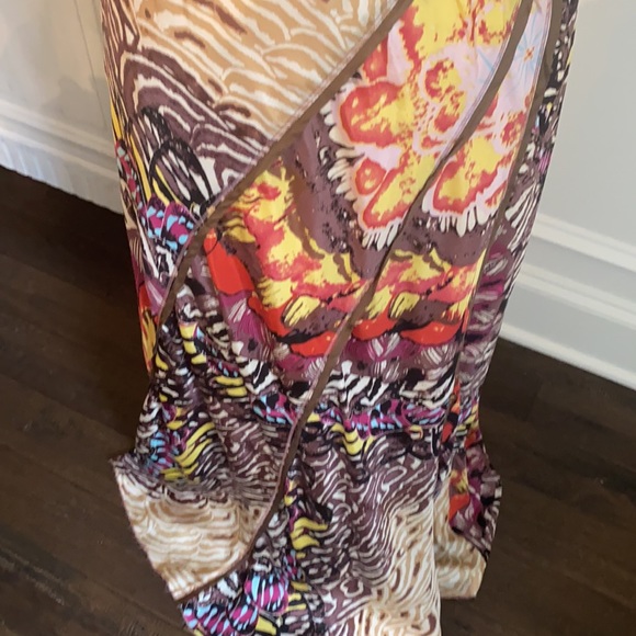 Vintage Anthropologie Butterfly Print Silk Maxi Skirt - Picture 2 of 10